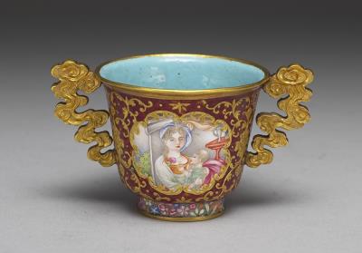 图片[2]-Gold cup with champleve and painted enamel decor of European mother-and-child, Qing dynasty, Qianlong reign (1736-1795)-China Archive